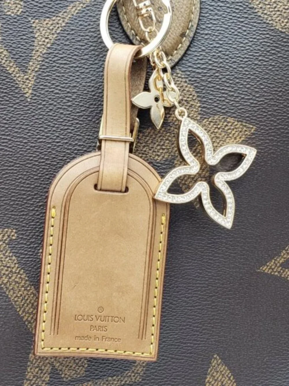 Authentic Louis Vuitton Dark Brown Luggage, Name Tag with Unbranded Keycharm